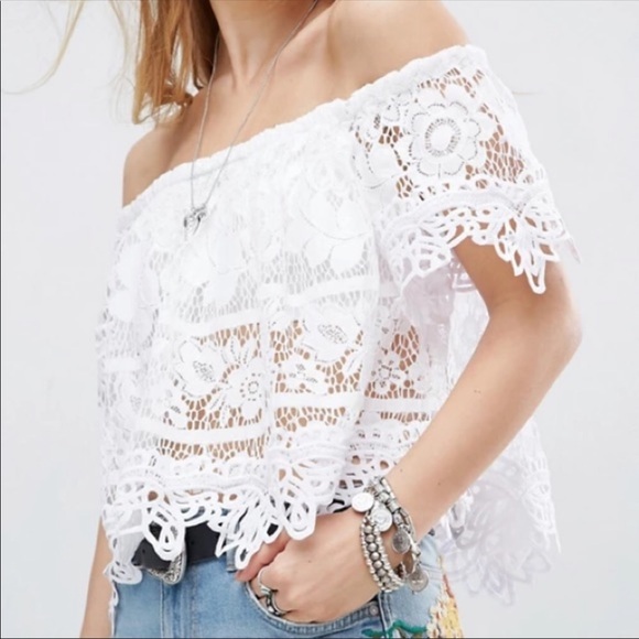 Free People Tops - Free People Sweet Dreams Off The Shoulder Lace CropTop